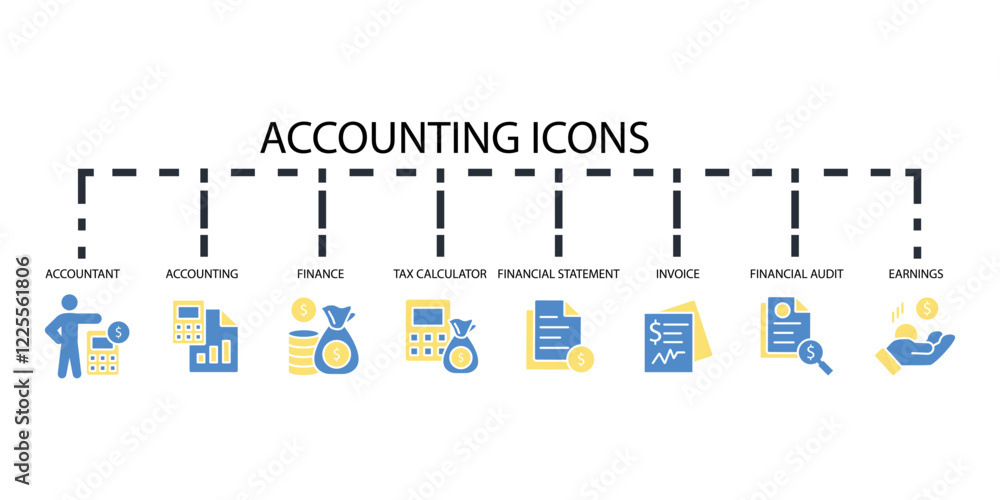 Poster accounting icon set.vector.editable stroke.linear style sign for use web design,logo.symbol illustra