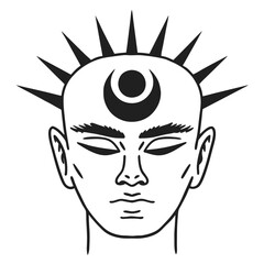 Face with a Crescent Moon on Forehead - Celestial Art
Adobe Illustrator Artwork