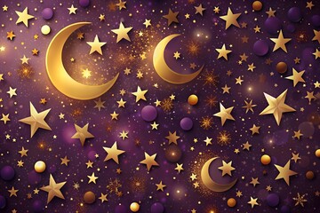 Abstract background with crescent moons and stars, perfect for celestial and festive designs.