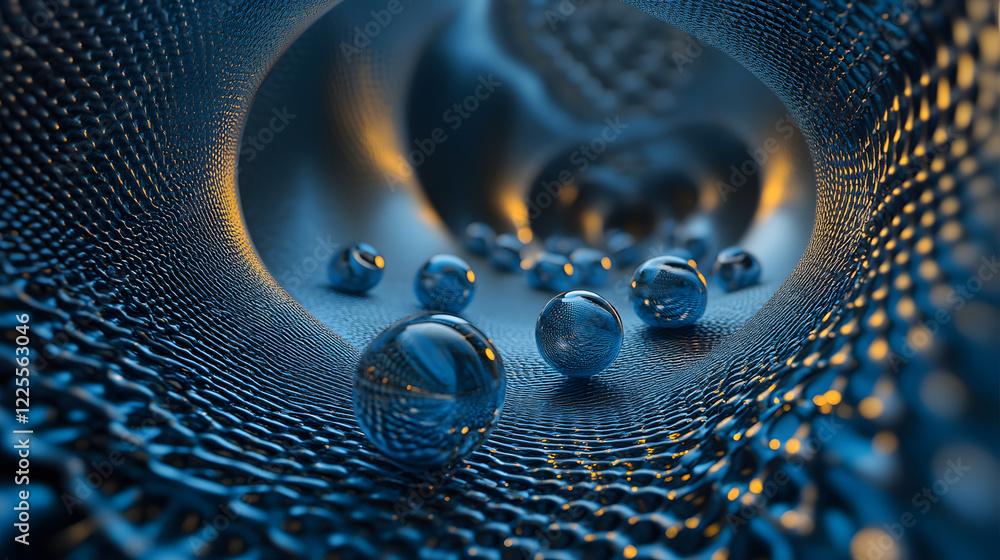 Aufkleber abstract 3d rendering background with blue bouncing balls.
