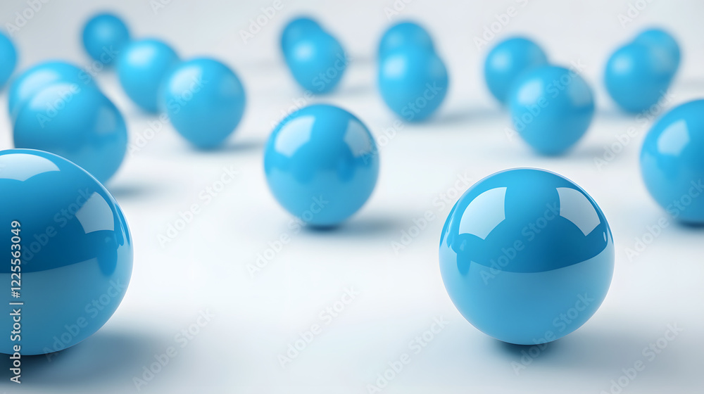 Aufkleber abstract 3d rendering background with blue bouncing balls.