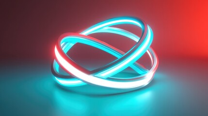 Naklejka premium Intertwined luminous rings glowing brightly in vibrant hues