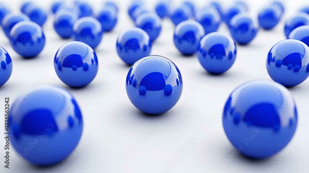 Aufkleber abstract 3d rendering background with blue bouncing balls.