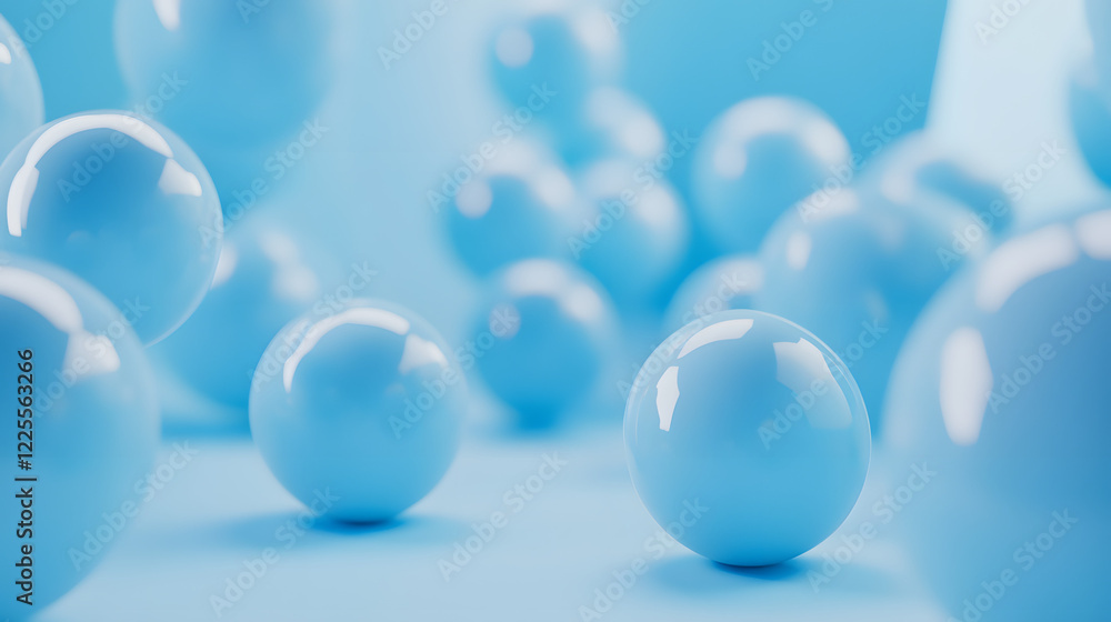 Aufkleber abstract 3d rendering background with blue bouncing balls.
