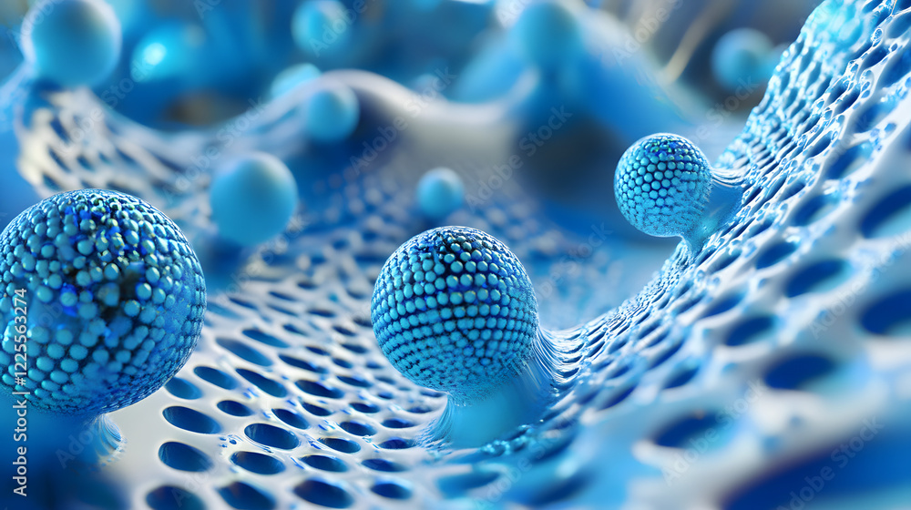 Aufkleber abstract 3d rendering background with blue bouncing balls.
