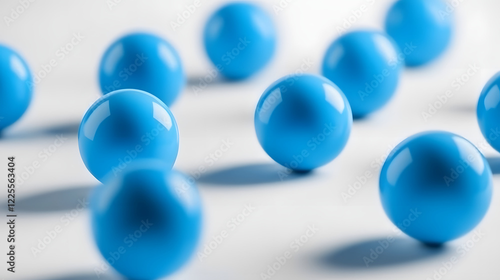 Aufkleber abstract 3d rendering background with blue bouncing balls.