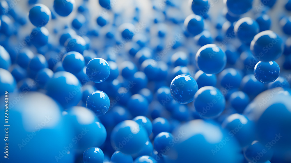 Aufkleber abstract 3d rendering background with blue bouncing balls.