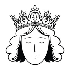 Minimalist Face with a Crown - Royal Elegance