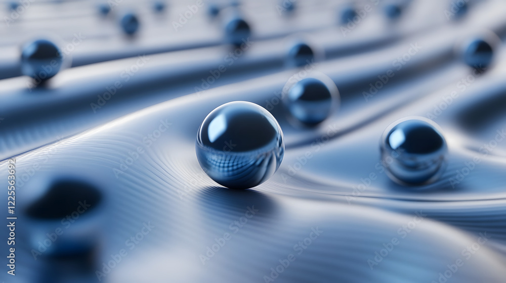 Aufkleber abstract 3d rendering background with blue bouncing balls.