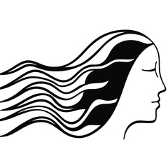 Obraz premium Side Profile with Waves - Motion & Fluidity Adobe Illustrator Artwork