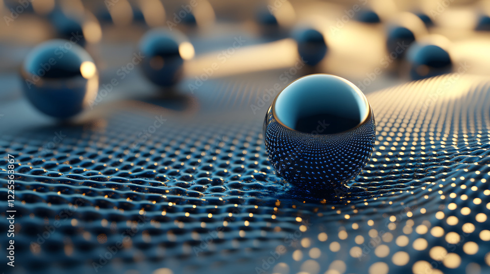 Aufkleber abstract 3d rendering background with blue bouncing balls.