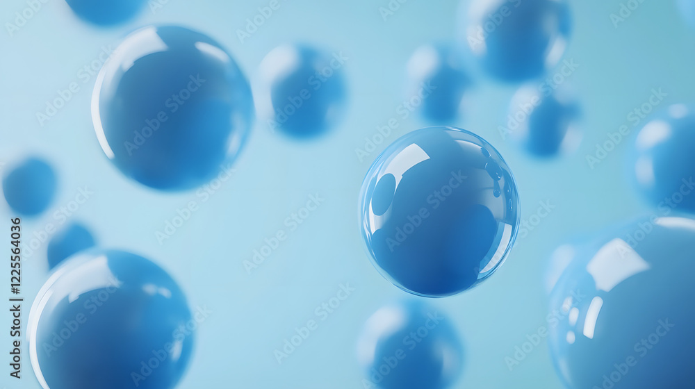 Aufkleber abstract 3d rendering background with blue bouncing balls.