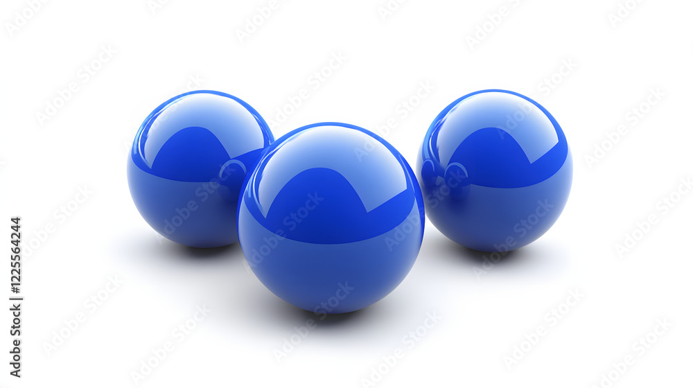 Poster abstract 3d rendering background with blue bouncing balls.