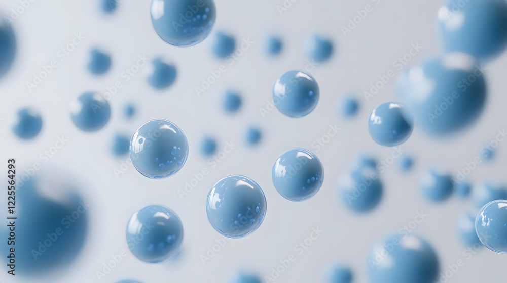 Aufkleber abstract 3d rendering background with blue bouncing balls.