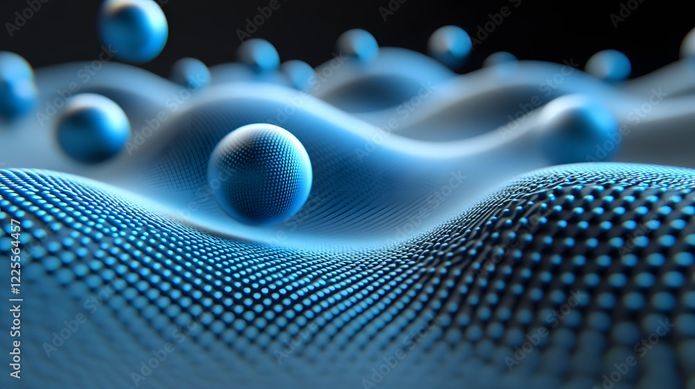 Aufkleber abstract 3d rendering background with blue bouncing balls.