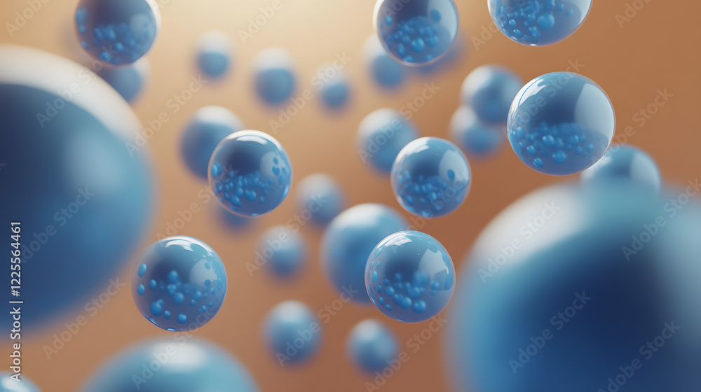 Aufkleber abstract 3d rendering background with blue bouncing balls.