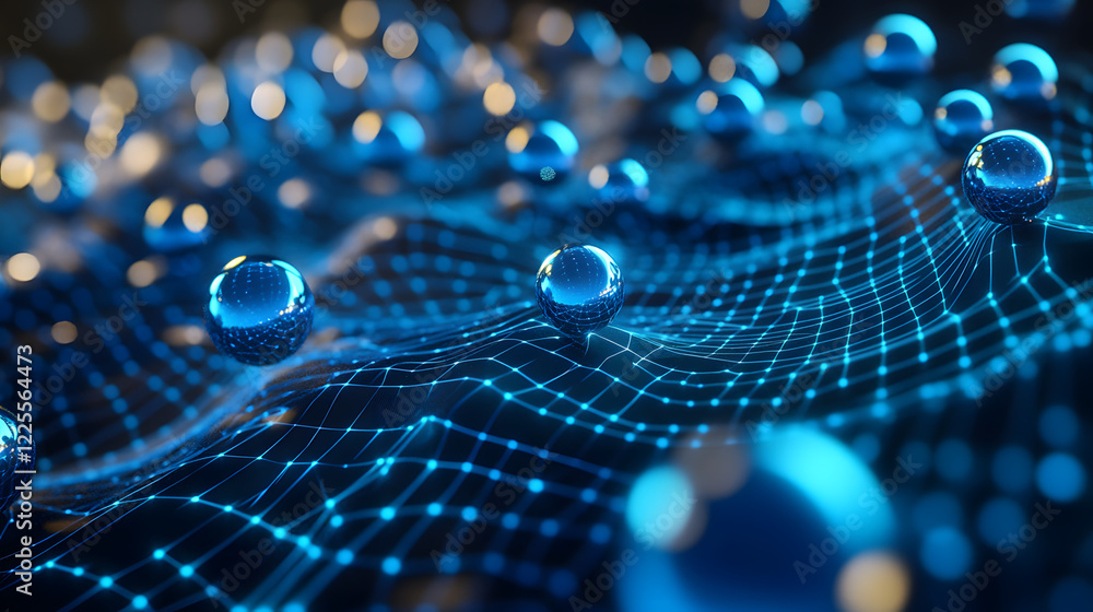 Aufkleber abstract 3d rendering background with blue bouncing balls.