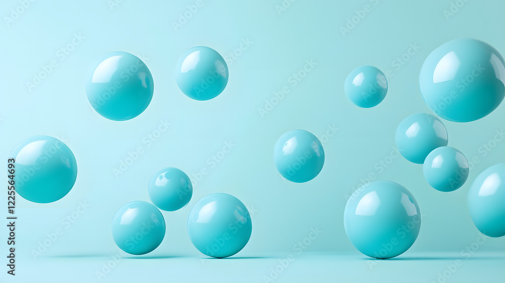 Aufkleber abstract 3d rendering background with blue bouncing balls.