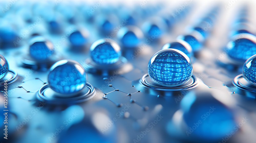 Aufkleber abstract 3d rendering background with blue bouncing balls.
