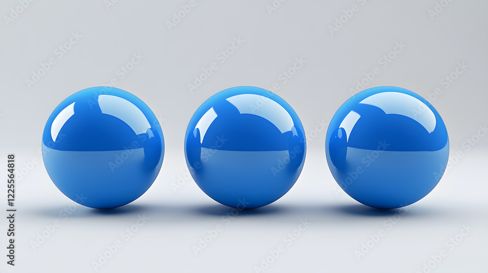 Poster abstract 3d rendering background with blue bouncing balls.