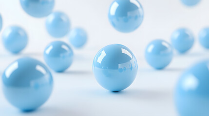 Abstract 3D Rendering background with blue bouncing balls.