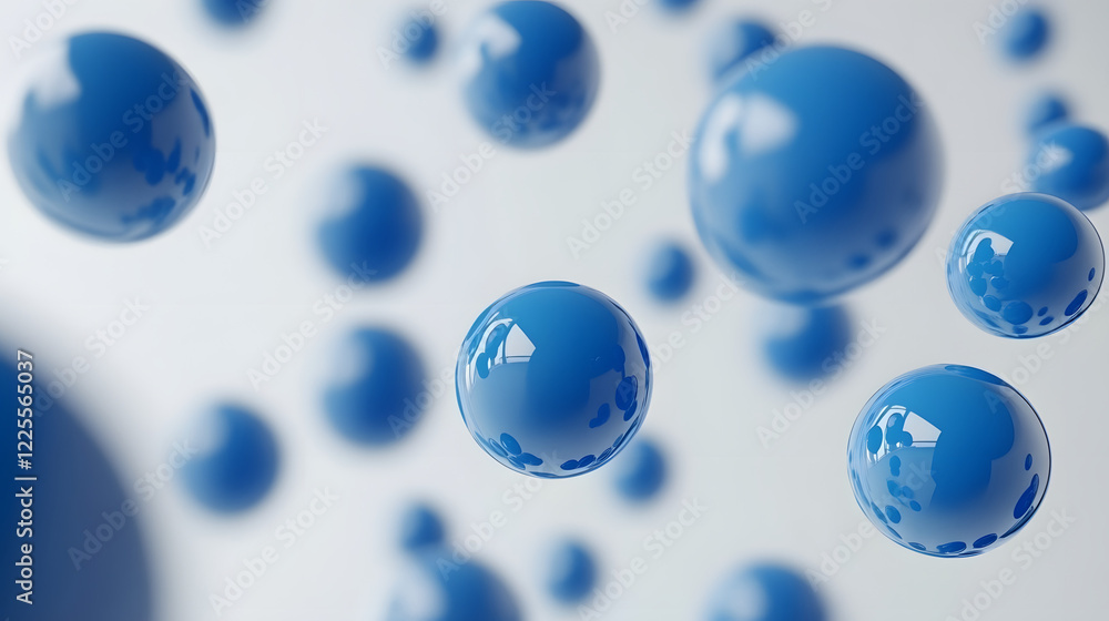 Aufkleber abstract 3d rendering background with blue bouncing balls.