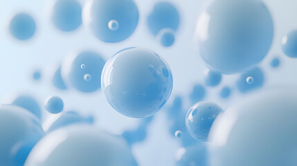 Abstract 3D Rendering background with blue bouncing balls.