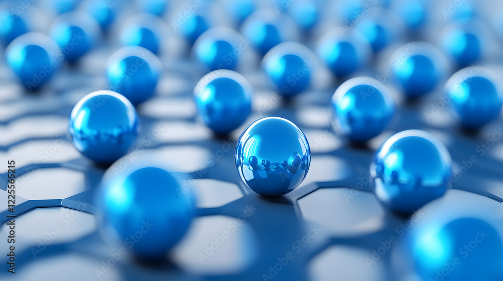 Aufkleber abstract 3d rendering background with blue bouncing balls.