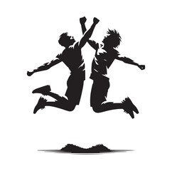 men jumping chest bump  silhouette vector illustration  © Joynab
