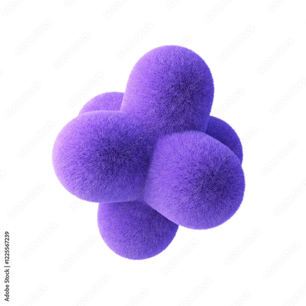 Poster Plush bubble shape isolated on white background. 3d design element.