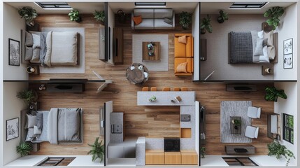 Spacious and comfortable apartment interior with modern design elements. Generative AI
