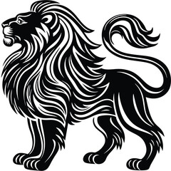 Fototapeta premium Minimalist Line Art - Animals A sleek one-line drawing of a majestic lion, emphasizing flowing mane details in an artistic minimalist style. Adobe Illustrator Artwork