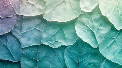 Obraz premium Translucent Overlapping Leaves in Blue and Green Background