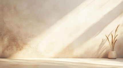 Sunlit Beige Wall Minimalist Room Decor