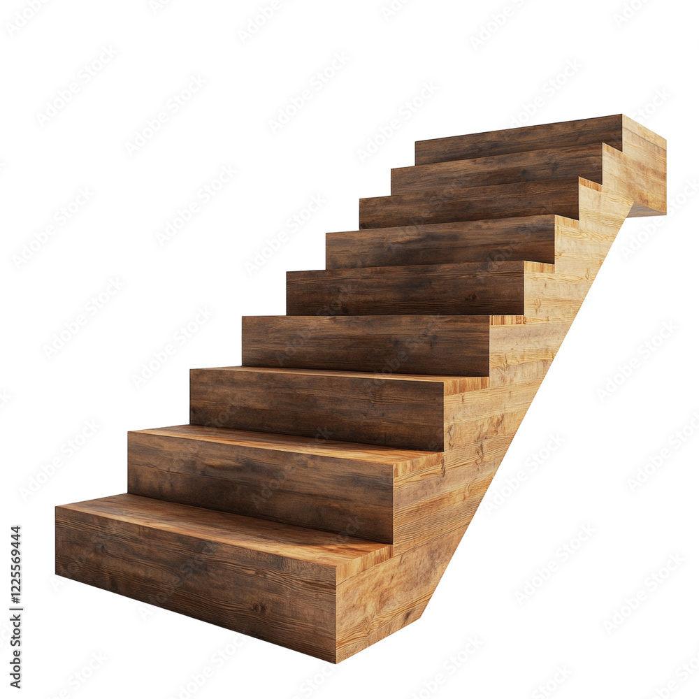 Leinwandbilder a digitally rendered image showcases a modern wooden staircase with visible grain and texture ascend