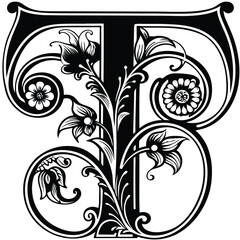  Floral Letter T
A stylish uppercase letter T featuring delicate floral accents, elegant botanical swirls, and intricate ornamental details in black and white line a
Adobe Illustrator Artwork