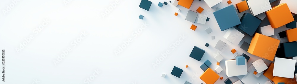 Aufkleber an abstract composition featuring a dynamic arrangement of colorful geometric cubes spread across a 