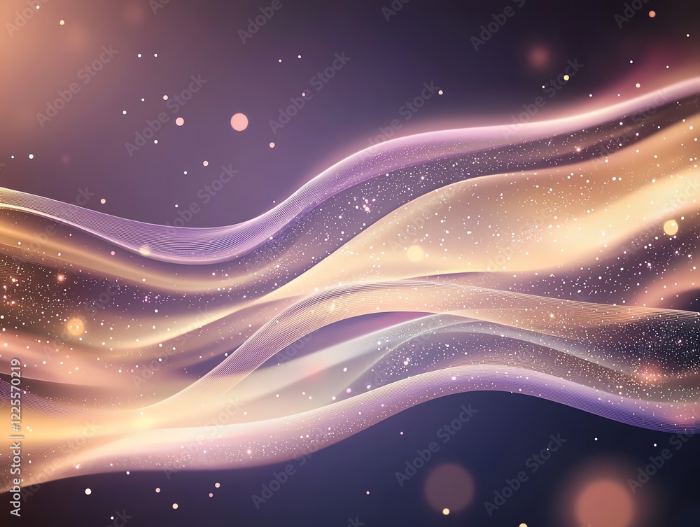 Aufkleber an abstract illustration featuring flowing waves of light in soft colors, creating a magical atmosph