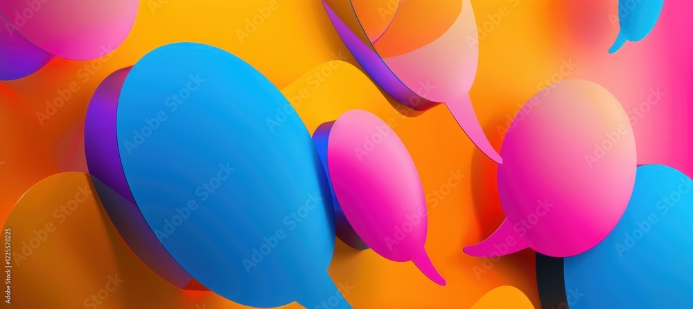 Aufkleber vibrant overlapping speech bubbles on gradient background for energetic content design