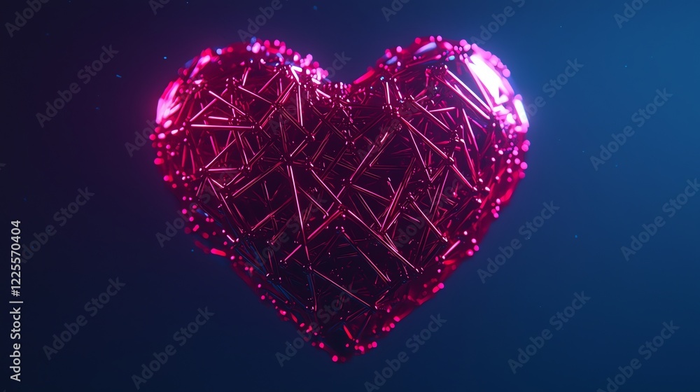 Poster a vibrant, abstract heart created with intricate patterns and sparkling details.