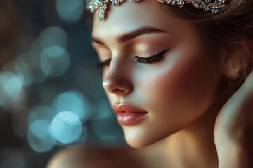 Fototapeta premium Generative ai photography of a beautiful woman beauty contest winner miss world, generative AI