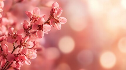 Fototapeta premium Delicate Pink Blossoms on a Branch in Springtime