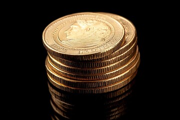 A stack of gold coins with the number 1 on the top