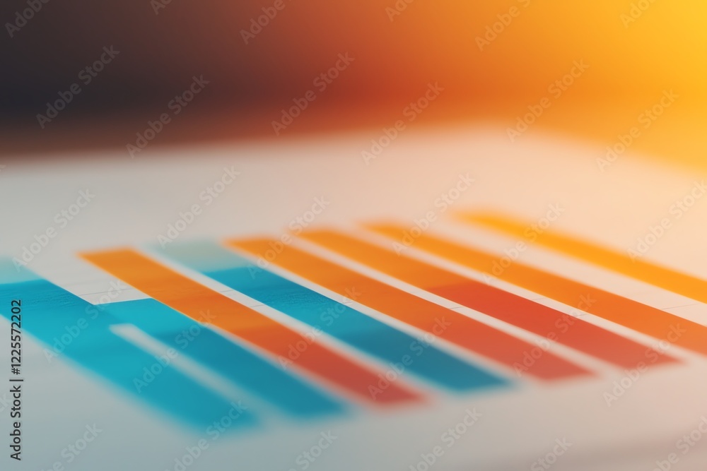 Poster abstract colorful bars blending with a warm gradient background.