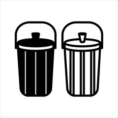 PrintGarden Bucket, Container for Water. Flat Vector Icon Illustration. Simple black and white symbol. Garden Bucket, Container for Water Sign