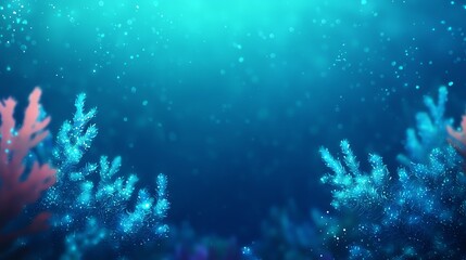 Fototapeta premium Beautiful underwater scene showcasing vibrant coral and shimmering water particles.