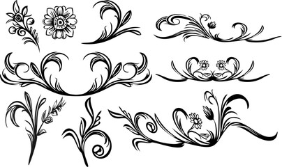 A large set of decorative elements and vector graphics in the floral ornaments collection