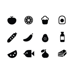 food and drink icons Vector illustration in thin line style of nutrition related icons