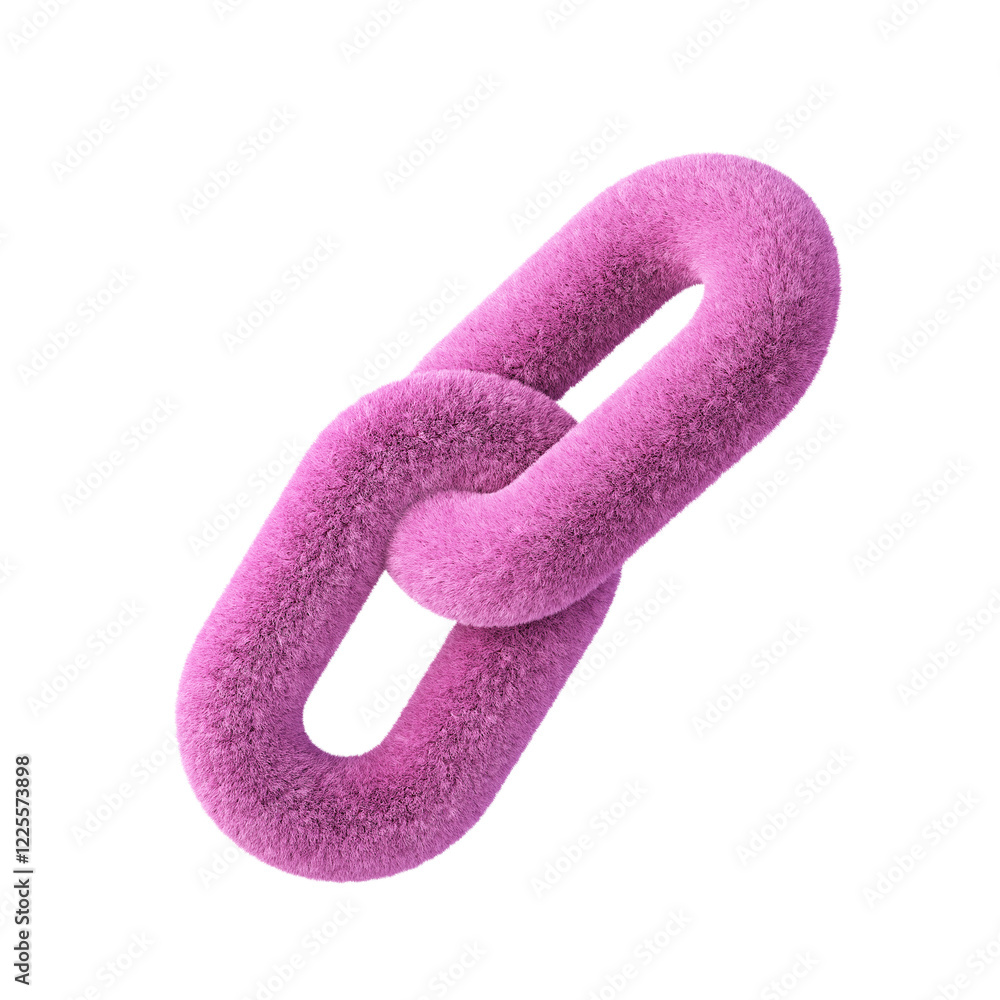 Poster plush chain isolated on white background. 3d design element.