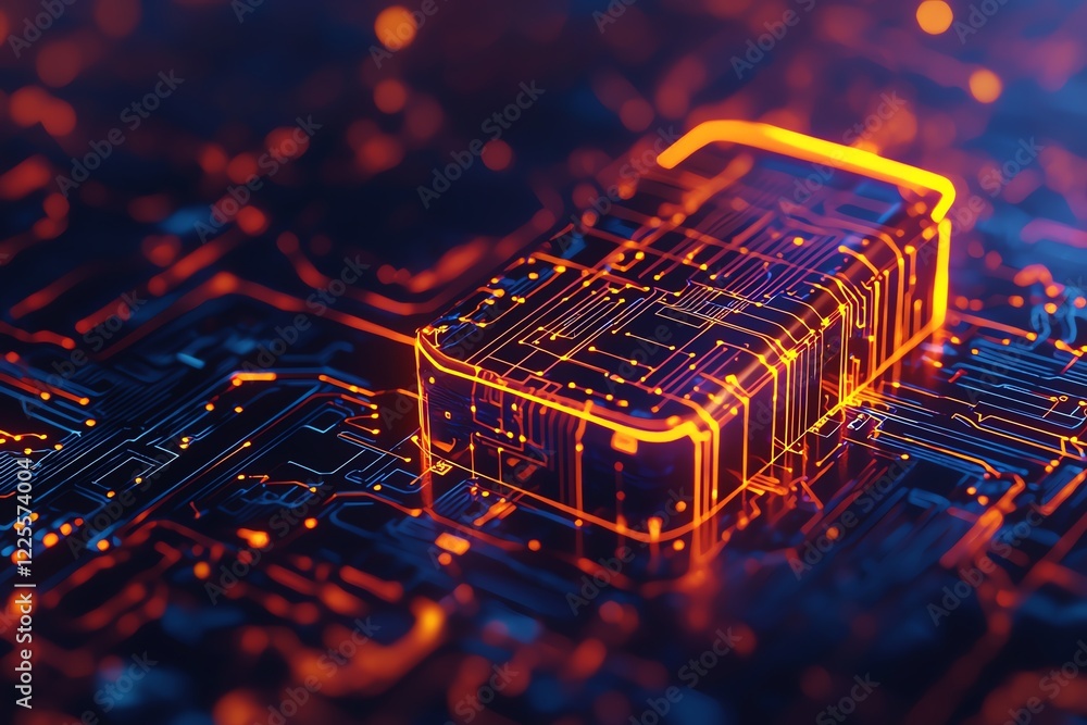 Poster close-up of a vibrant circuit board showcasing intricate electronic designs and patterns.